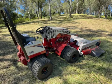 Ventrac 4520P with finish mower deck fitted at the bottom of a completed slope, Pullenvale
